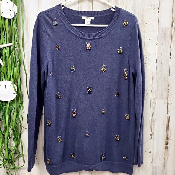 Bar III Embellished Sweater Blue Size Medium - Picture 1 of 7